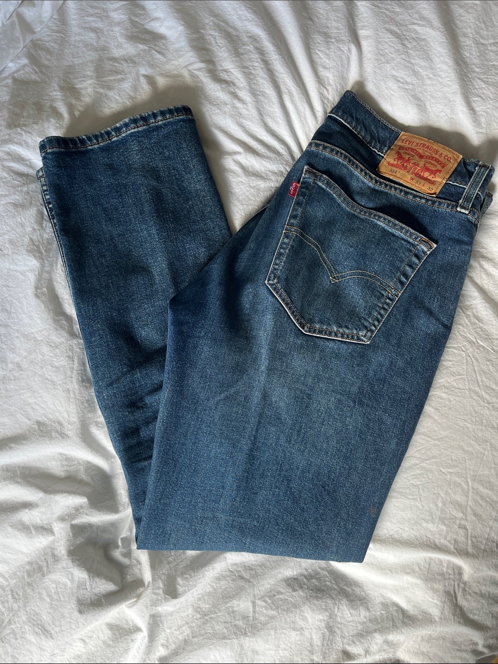 Levi's 514 W33 L32 Straight Leg Men's Dark Blue Denim Jeans